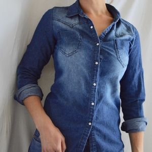 Small Collared Denim Shirt